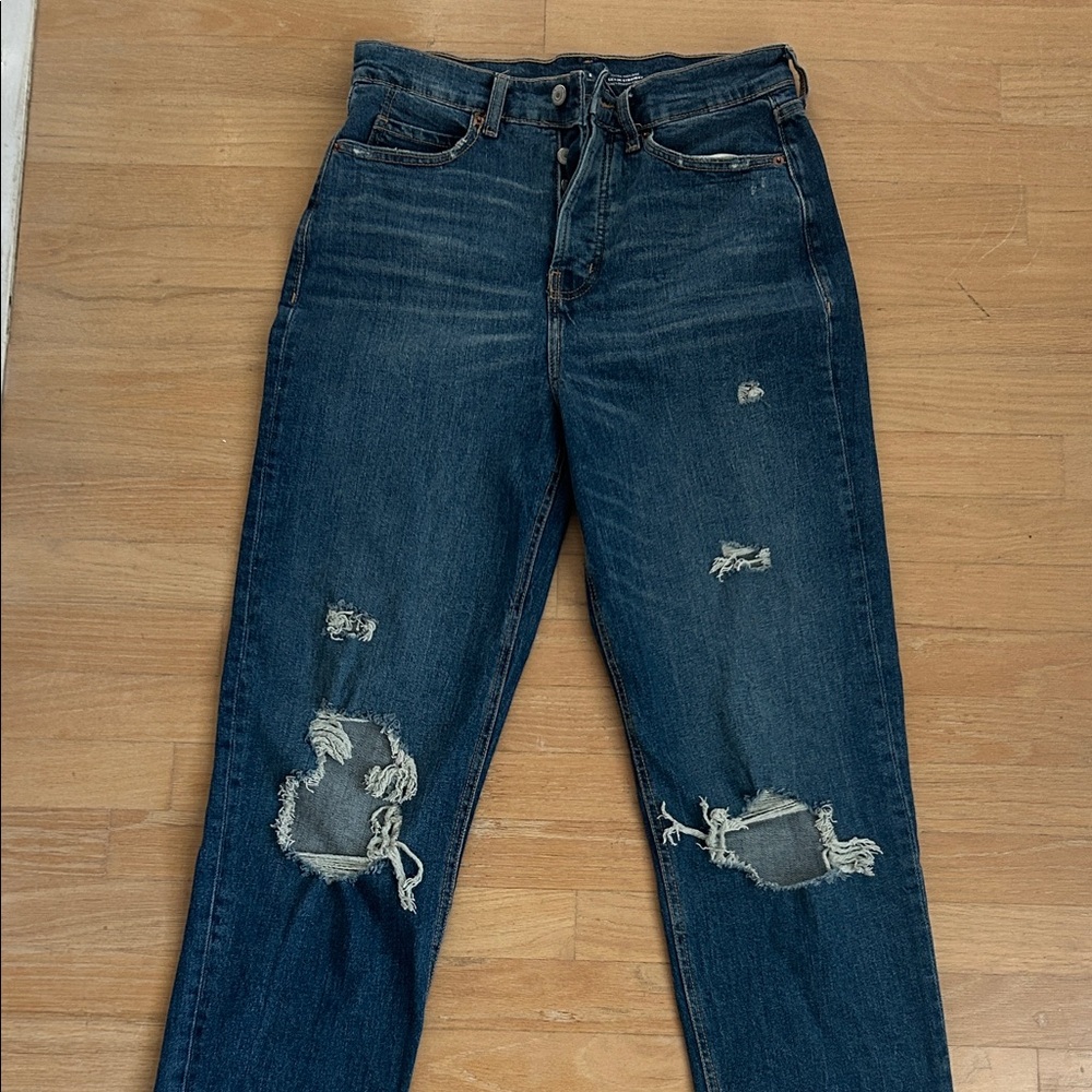 Old Navy Dark Blue Distressed Boyfriend Jeans